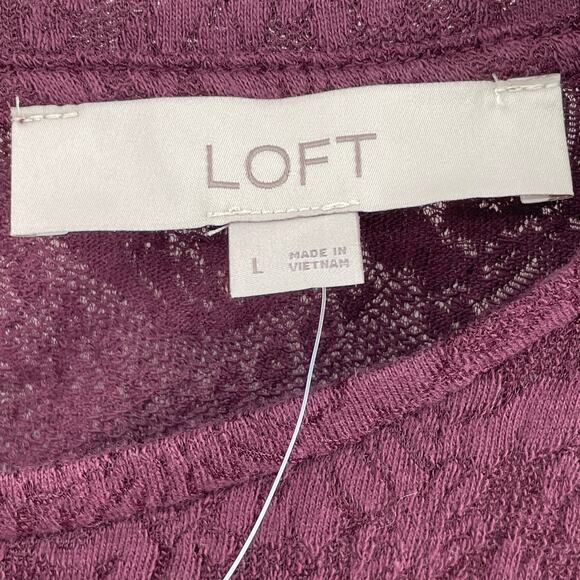 Loft Women’s Blouse, NWT, Merlot Color, Sz. L, Lacy Semi-Sheer - Picture 5 of 11
